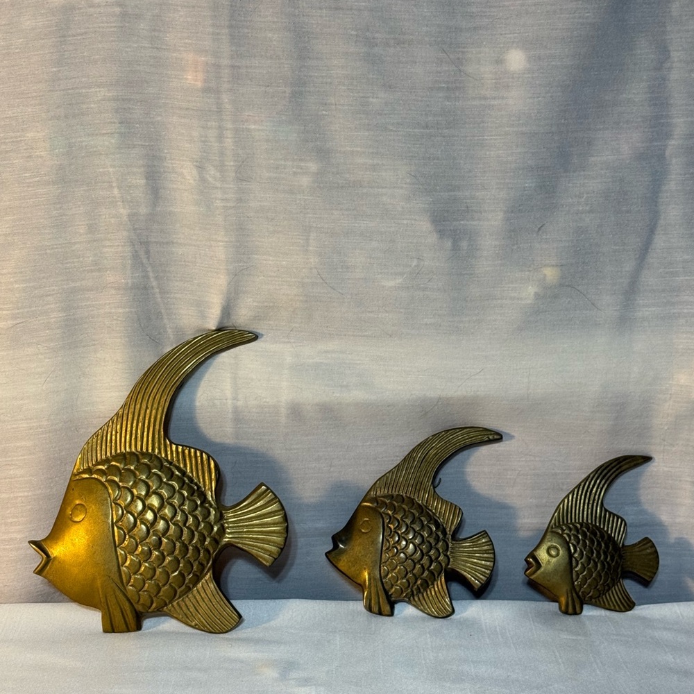 Vintage Brass Fish Wall Decor Set Made in India